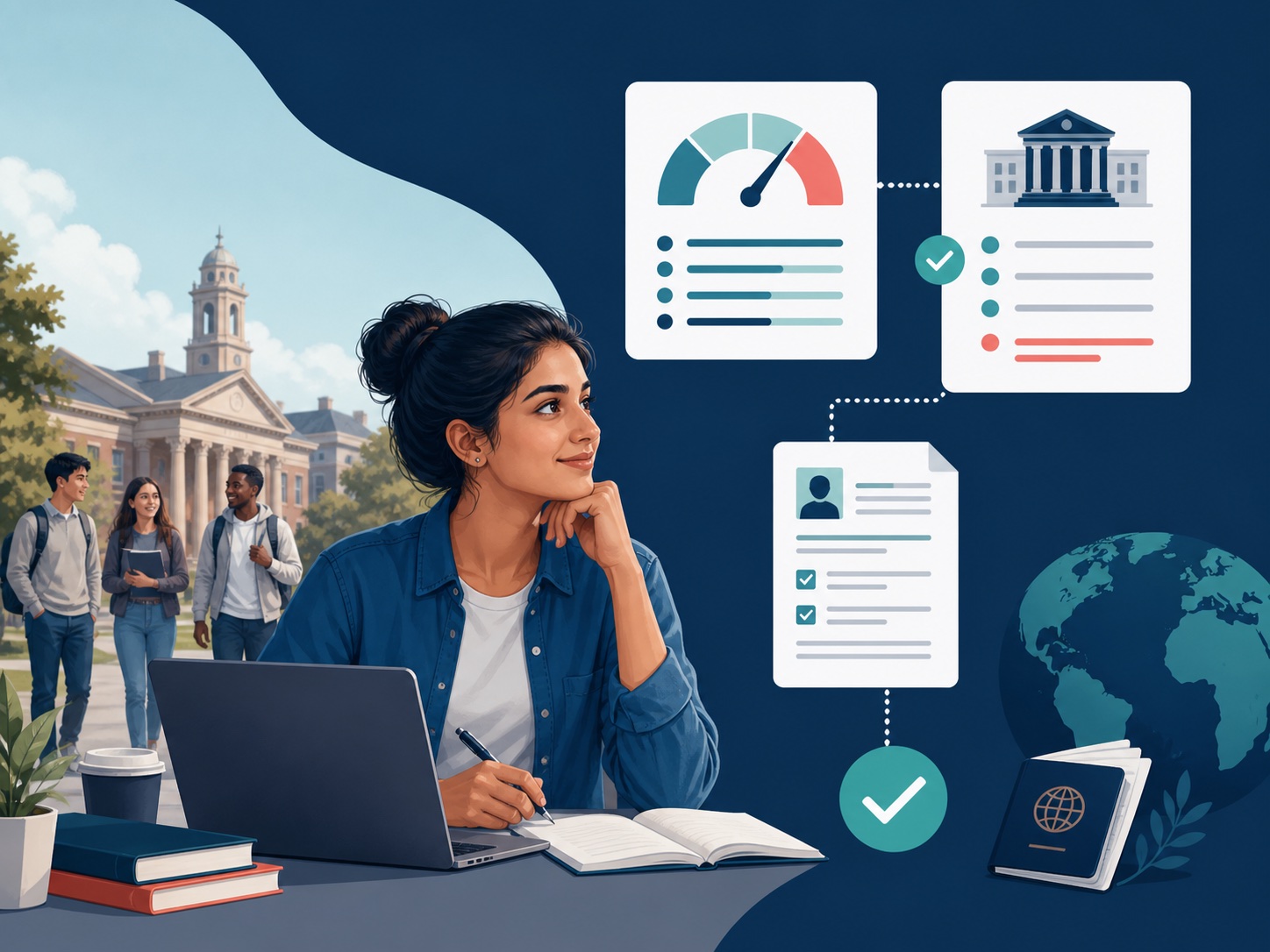 Student comparing an English test requirement with a university application