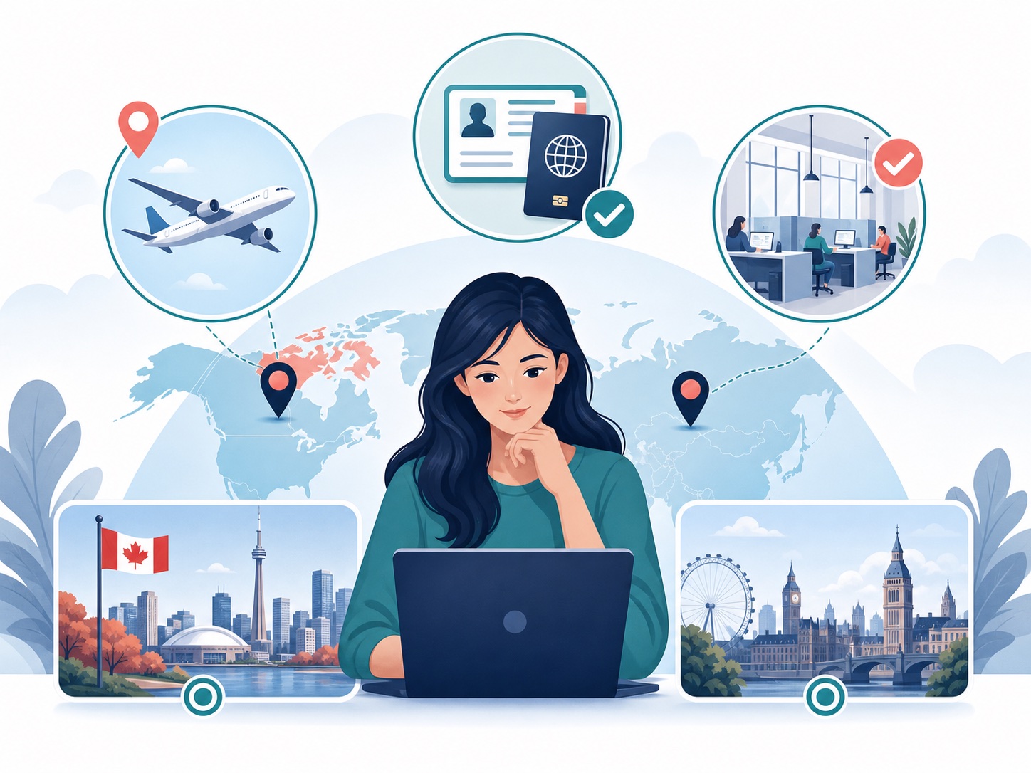 Visual explanation of booking from inside or outside canada