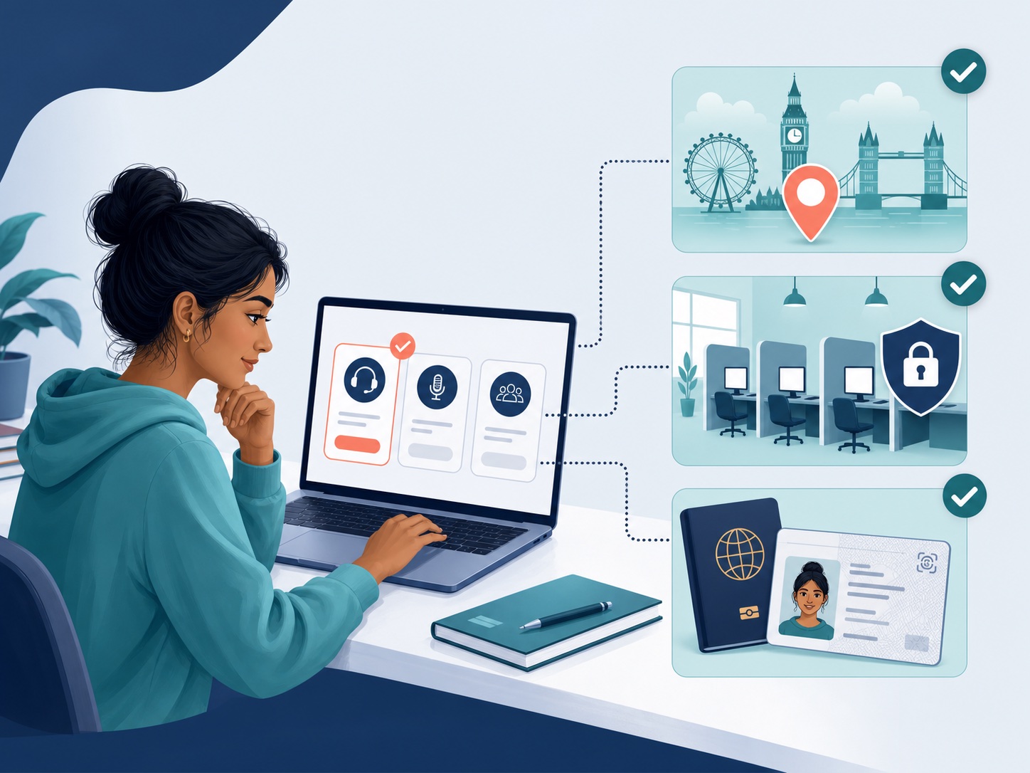 Visual explanation of booking and approved centres